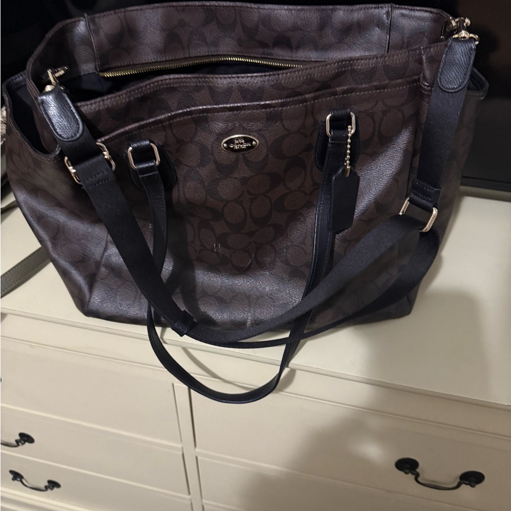 Coach Dark Brown Signature Tote